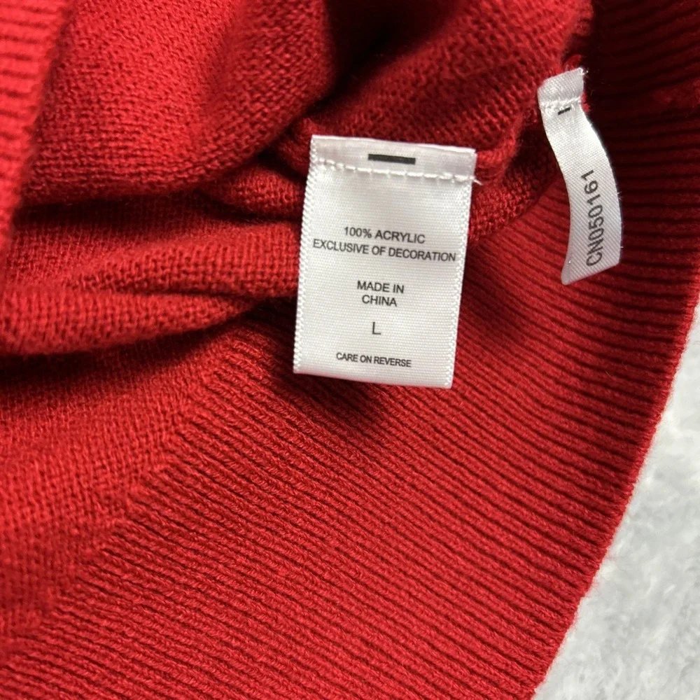 NY&C Sweater Women's Large Holiday Christmas Party Caroling‎ Cheer Red Black